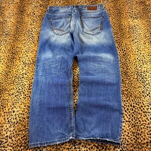 BKE Jake Straight Leg Jeans Mens 36S Medium Wash Distressed Denim Blue